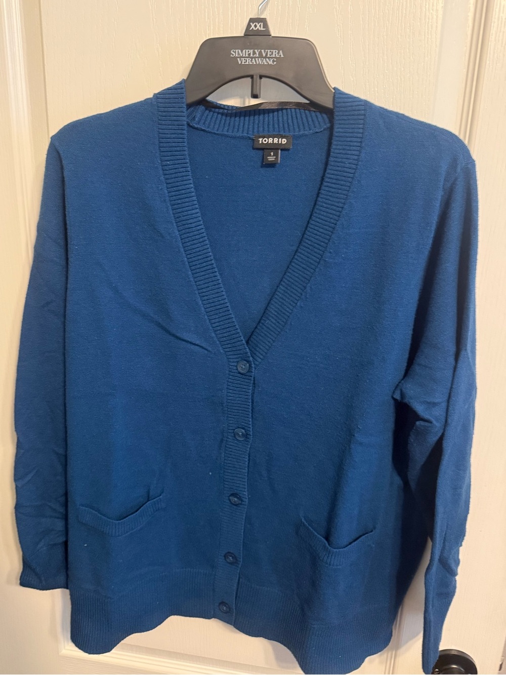 torrid Deep Blue V-Neck Button Cardigan with Pockets